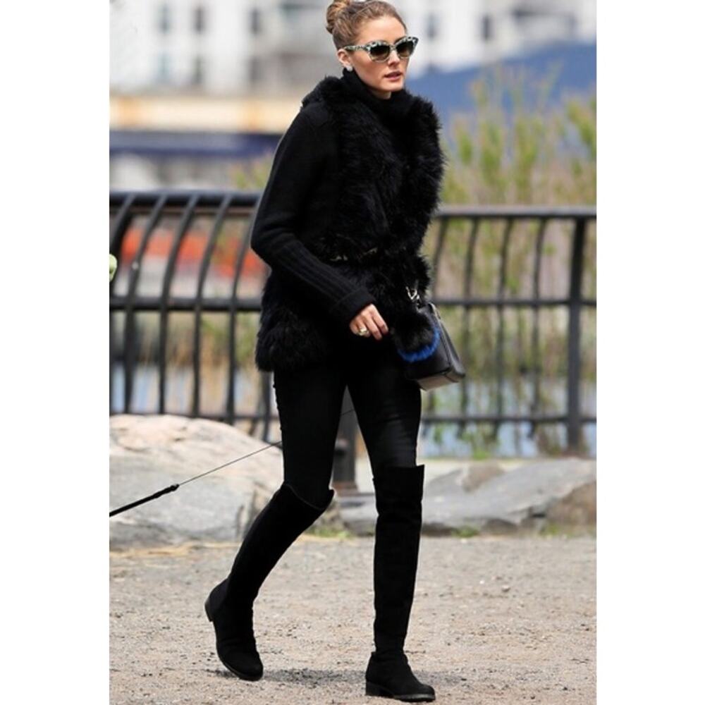 Stuart Weitzman 5050 Reserve Over the Knee High Boots Suede Block Heeled Black - Picture 2 of 16